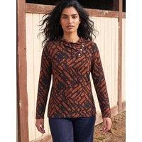 Roman Abstract Print Wrap Neck Button Detail Tunic Orange Mix