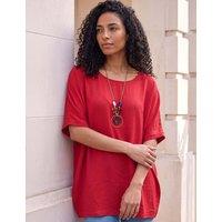 Roman Round Neck Batwing Longline Tunic Burgundy Mix