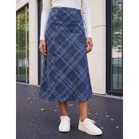 Roman Shadow Check A-Line Skirt Navy Mix