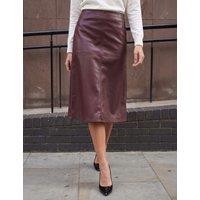 Roman Faux Leather Panel Pencil Skirt Burgundy Mix