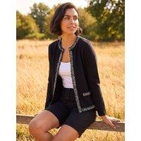 Roman Tweed Detail Cardigan Black Mix