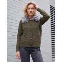 Roman Faux Fur Cardigan Olive