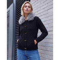 Roman Faux Fur Cardigan Black Mix