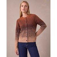 Roman Space Dyed Crew Neck Cardigan Brown Mix