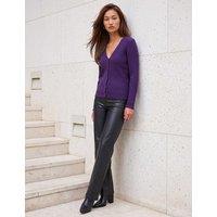 Roman Ribbed Lettuce Hem Cardigan Purple Mix