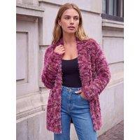 Roman Fluffy Knit Cardigan Burgundy Mix