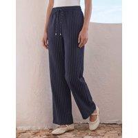 Roman Petite Ponte Striped Drawstring Wide Leg Trousers Navy Mix