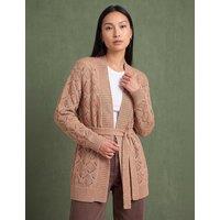 Roman Pointelle Belted Cardigan Camel Mix
