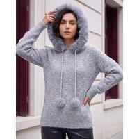 Roman Faux Fur Hooded Neck Jumper With Wool Grey Mix
