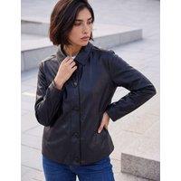 Roman Petite Faux Leather Short Jacket Black Mix