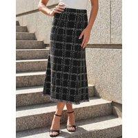 Roman Textured Knit Tweed Skirt Black Mix