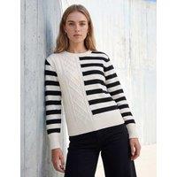 Roman Rayon Blend Cable Knit Striped Jumper Ivory Mix