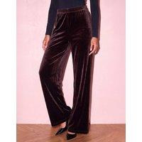 Roman Petite Wide Leg Velvet Trousers Chocolate