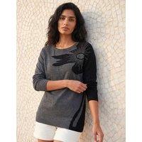 Roman Rayon Rich Floral Sparkly Jumper Charcoal Mix