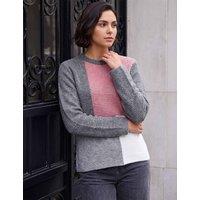 Roman Colour Block Scarf Detail Jumper Grey Mix