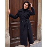 Roman Belted Trench Coat Black Mix