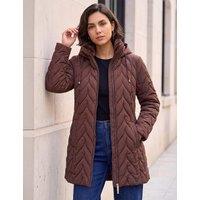 Roman Zig Zag Padded Hooded Coat Chocolate