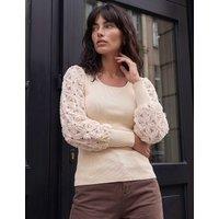 Roman Rayon Blend Floral Woven Sleeve Jumper Ivory Mix