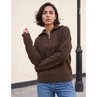 Roman Fleece Zip Up Jumper Chocolate