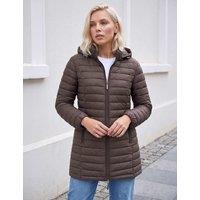 Roman Petite Quilted Hooded Puffer Coat Chocolate