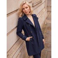 Roman Petite Collared Double Breasted Tailored Coat Navy Mix