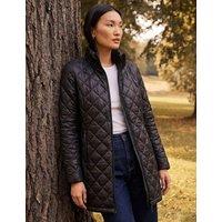 Roman Two Tone Diamond Quilted Coat Black Mix