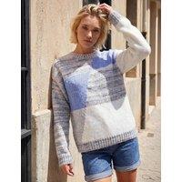 Roman Textured Colour Block Jumper Light Blue Mix