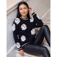 Roman Fluffy Floral Jumper Black Mix