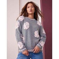 Roman Fluffy Floral Jumper Charcoal Mix