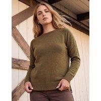 Roman Round Neck Split Hem Jumper Khaki Mix