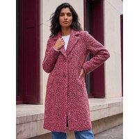Roman Teddy Single Breasted Coat Burgundy Mix