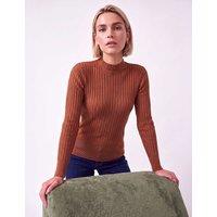 Roman Ribbed High Neck Jumper Chocolate