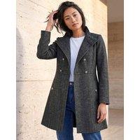 Roman Petite Herringbone Funnel Neck Coat with Wool Grey Mix