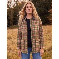 Roman Petite Checked Collared Car Coat Green Mix
