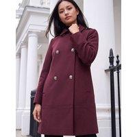 Roman Petite Collared Double Breasted Coat Burgundy Mix