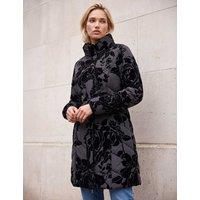 Roman Floral Padded Funnel Neck Coat Black Mix