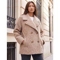 Roman Textured Double Breasted Coat Natural Mix