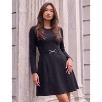 Roman Textured Trim Detail Fit And Flare Dress Black Mix