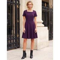 Roman Square Neck Panel Dress Dark Purple