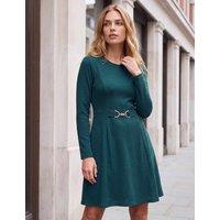 Roman Textured Trim Detail Fit And Flare Dress Dark Green