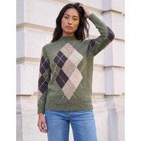 Roman Petite Argyle Jumper Khaki Mix