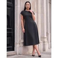Roman Side Pleat Detail Dress Black Mix