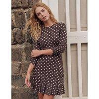 Roman Polka Dot Frill Detail Dress Chocolate