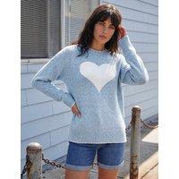 Roman Heart Contrast Stitch Jumper Light Blue Mix
