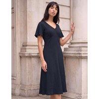 Roman Petite V Neck Fit And Flare Dress Navy Mix