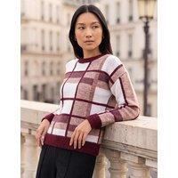 Roman Checked Jumper Burgundy Mix