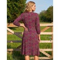 Roman Square Neck Ditsy Floral Dress Burgundy Mix