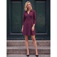 Roman Petite Zip Front Skater Dress Burgundy Mix
