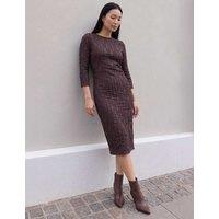 Roman Textured Midi Dress Chocolate