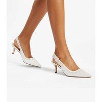 Steve Madden Ensemble Kitten Heel Slingback Sandals White